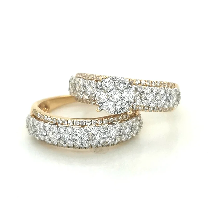 Men's Diamond Engagement Rings with Platinum Band and Halo Setting for a Luxury ProposalBridal Set, Engagement And Wedding Ring Set In 18k Yellow Gold.
