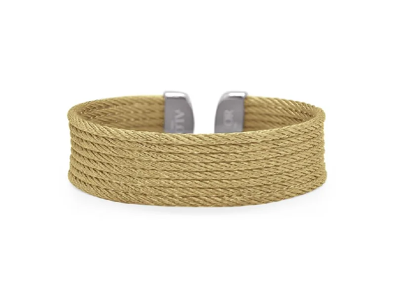 Men's Emerald Engagement Rings with 14K Yellow Gold and Vintage - Style FiligreeAlor 8 Row Cable Cuff