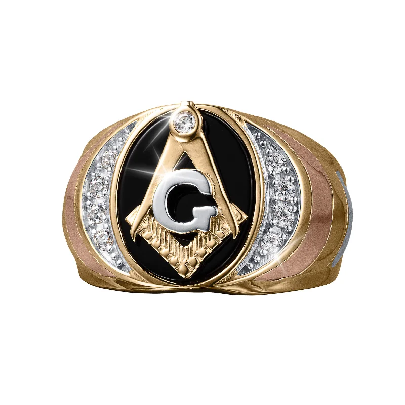 Magnetic Clasp Women's Rings for Easy Wearing and RemovalOnyx Brotherhood Freemason Men's Ring