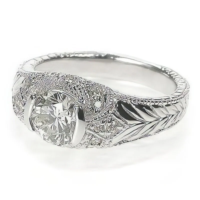 Men's Tourmaline Engagement Rings in 18K Two - Tone Gold with a Floral - Inspired Setting0.60-1.75 CT Round Cut Diamonds - Engagement Ring