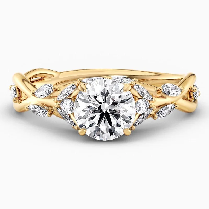Men's Sapphire Engagement Rings in 18K White Gold with Pave Diamond AccentsLetitia Twisted Leaves Lab Grown Diamond Engagement Ring