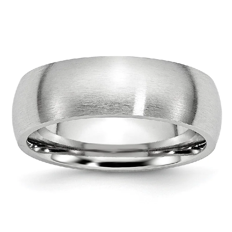 Men's Damascus - steel rings with a unique patternChisel Cobalt Satin 7mm Half Round Band
