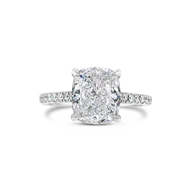 Men's Ruby Engagement Rings in Rose Gold with a Solitaire Design for a Romantic GestureCushion Diamond Engagement Ring with Pave Diamond Shank