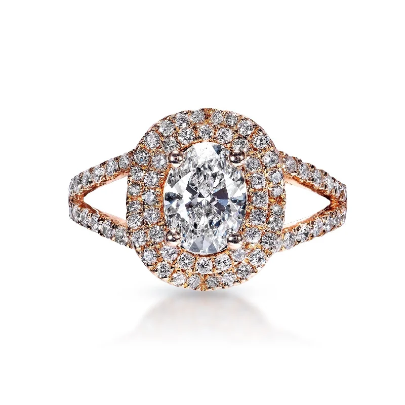 Lexus 2 Carat E VS1 Oval Cut Lab Grown Diamond Engagement Ring in 14k Rose Gold. IGI Certified Lexus 2 Carat E VS1 Oval Cut Lab Grown Diamond Engagement Ring in 14k Rose Gold. IGI Certified