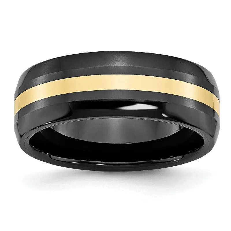 Men's infinity - symbol rings for a romantic meaningChisel Ceramic Black with 14k Gold Inlay 8mm Polished Band
