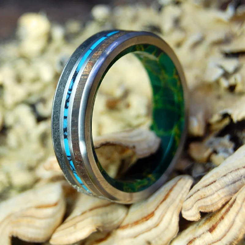 Women's Infinity Symbol Rings in Rose Gold for a Romantic TouchGold Green Lava | Men's Icelandic Lava, Koa Wood, Turquoise, Jade & Titanium Wedding Ring