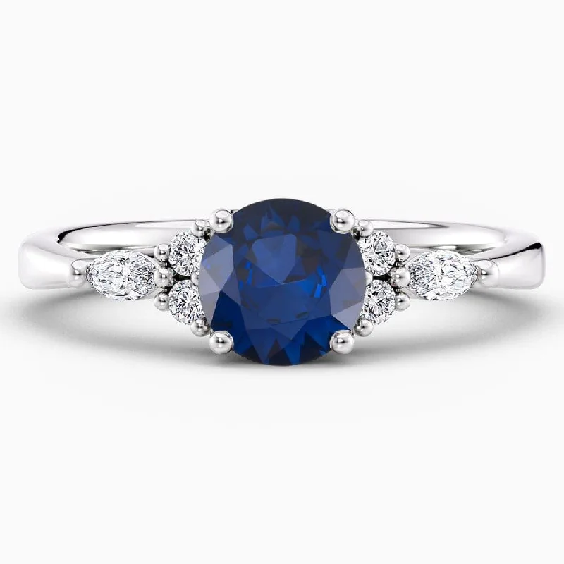 Men's Citrine Engagement Rings in Stainless Steel with a Stackable Band Design1.50 Carat Round Shape Cluster Blue Sapphire Engagement Ring