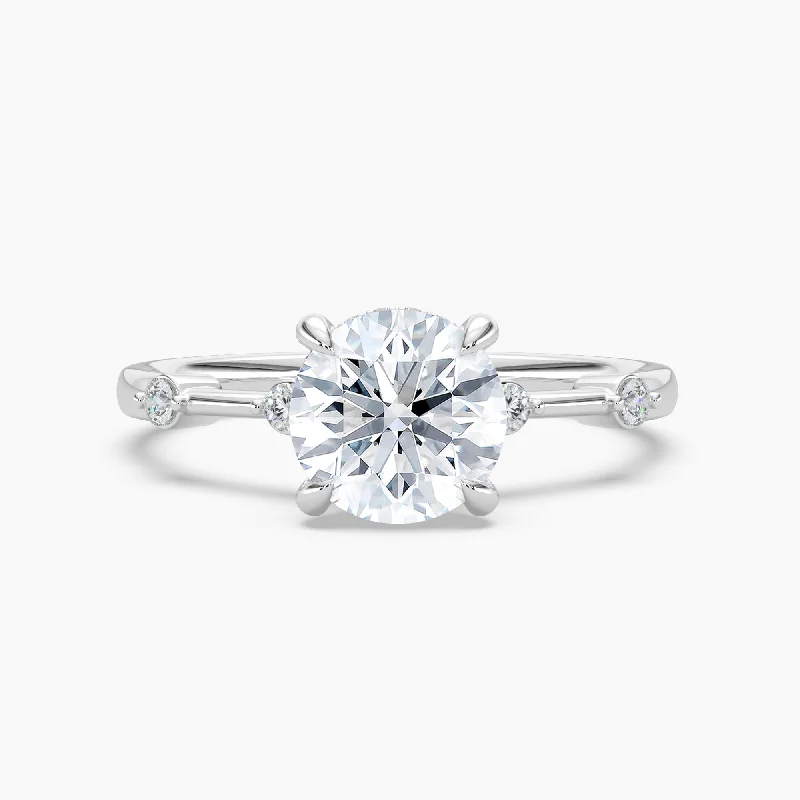 Auriya 14k Gold Petite Diamond Station Round Lab Grown Hidden Halo Engagement Ring 1.00 to 5.00 ct. tw.(F-G, VS)