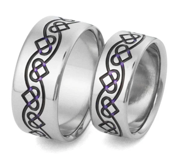Titanium Rings with Inlaid Wood for a Natural and Unique StyleMatching Celtic Titanium Wedding Band Set - stck35p