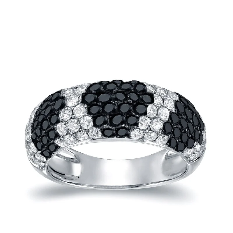 Auriya Pave White and Black Diamond Dome Band 2 carat TDW 14K White Gold