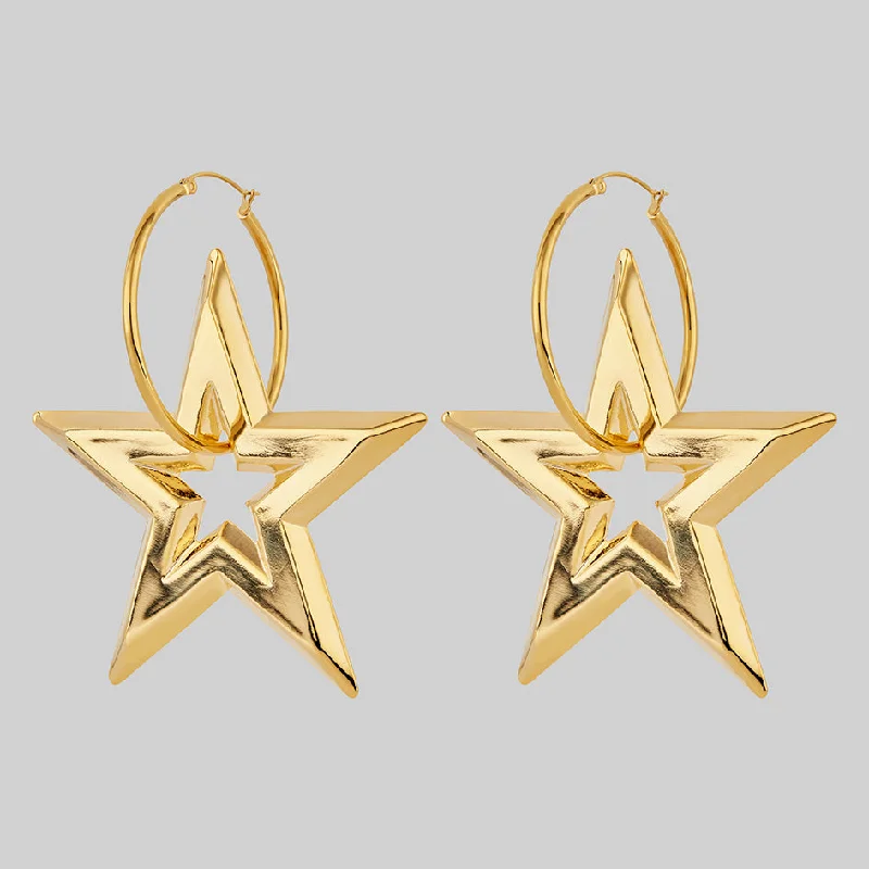 GLORY. Huge Star Hoop Earrings - Gold