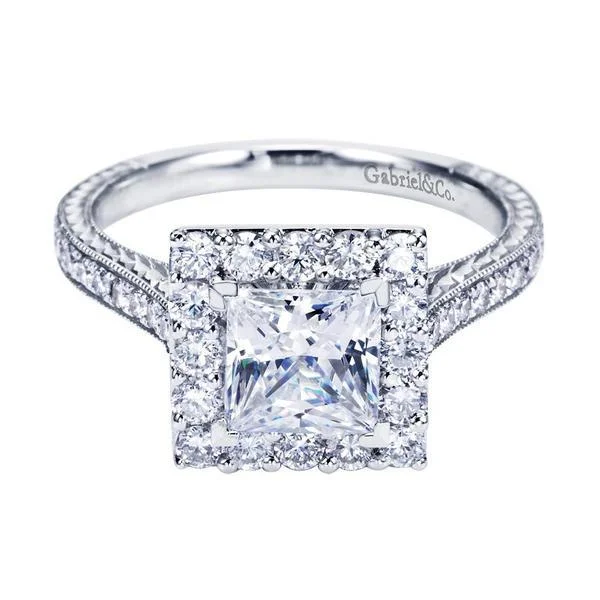 Men's Opal Engagement Rings in 10K Gold with a Milgrain - Trimmed BandClassic Princess Cut Square Halo Diamond Engagement Ring 218A