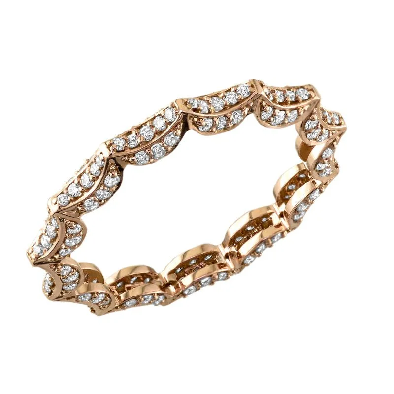 18kt Rose Gold Diamond Scalloped Ring