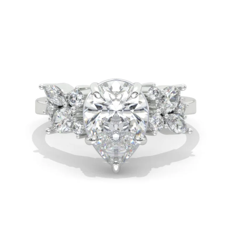Men's Turquoise Engagement Rings in 925 Silver with a Southwestern - Inspired Band3 Carat Pear Moissanite Cluster 14K White Gold Engagement Eternity Ring