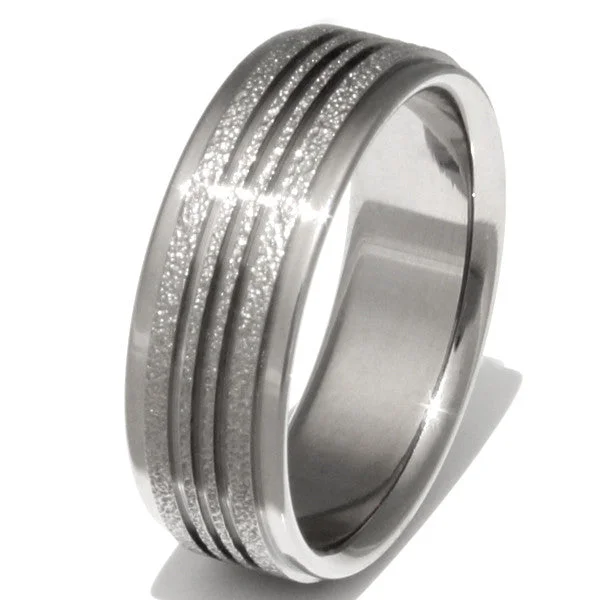 Men's Titanium Engagement Rings with a Solitaire Diamond SettingSynergy - Frost Titanium Wedding Ring f10