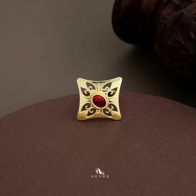 Statement - making double finger rings for special occasionsNoriha Golden Diamond Glossy Oval Ring