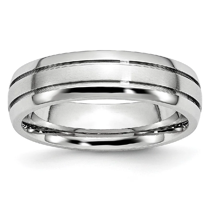 Men's rose - gold - plated rings for a trendy colorChisel Cobalt Polished and Satin Grooved 6mm Band