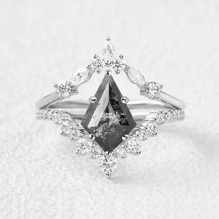 Kite Salt and Pepper Diamonds Ring Set 2pcs