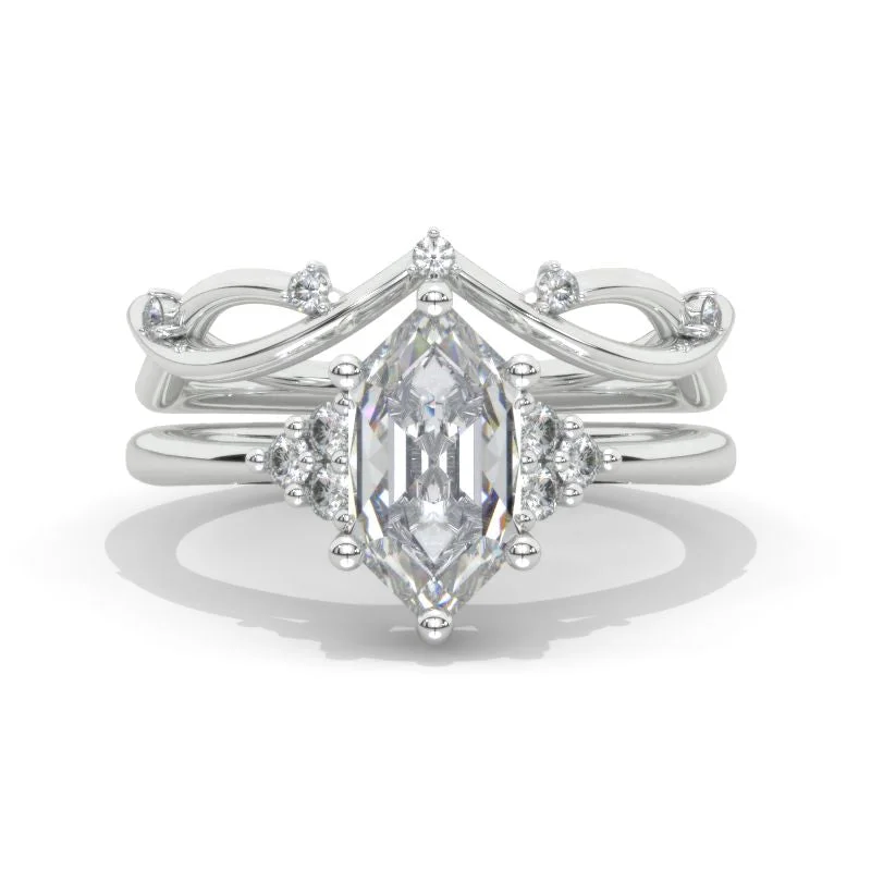 Men's Topaz Engagement Rings in 10K Gold with a Channel - Set Diamond Band3 Carat Hexagon Moissanite Halo 14K White Gold  Engagement Ring, Eternity Ring Set