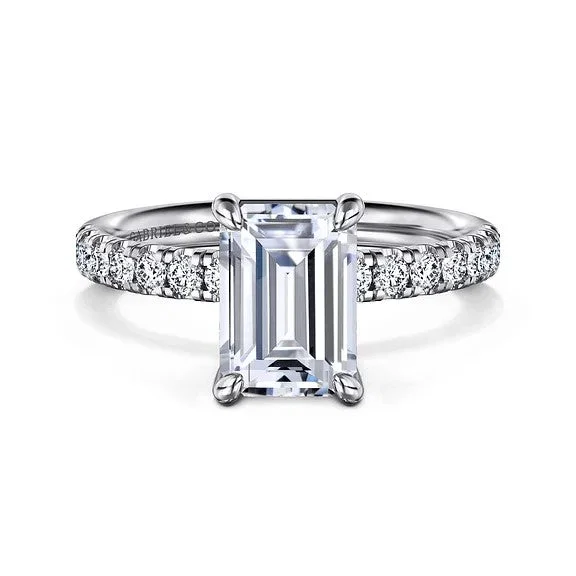 Men's Diamond Engagement Rings with Platinum Band and Halo Setting for a Luxury ProposalWinslow - 14K White Gold Emerald Cut Diamond Engagement Ring (Setting Only)
