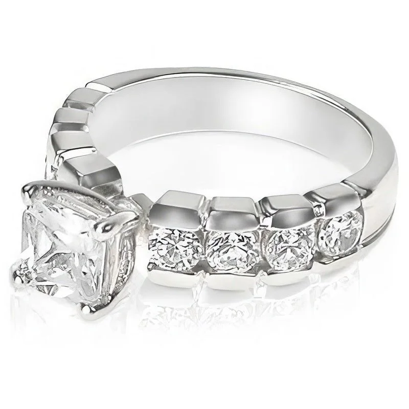 Men's Moonstone Engagement Rings in Silver - Plated Copper with a Celtic Knot Pattern1.40-2.55 CT Round & Princess Cut Diamonds - Engagement Ring