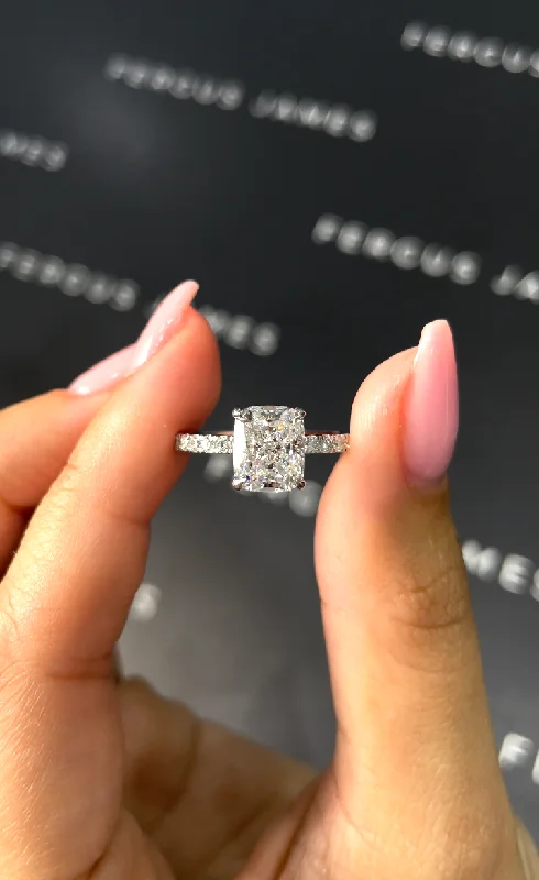 2 Carat Lab-Grown Diamond Engagement Ring - Cushion Diamond Band in 18k White Gold Setting