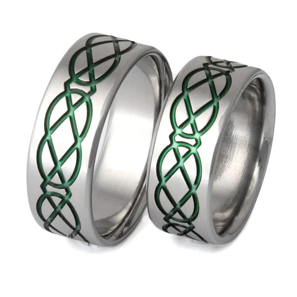 Titanium Rings with a Hidden Compartment for Small TreasuresMatching Celtic Titanium Wedding Band Set - stck19