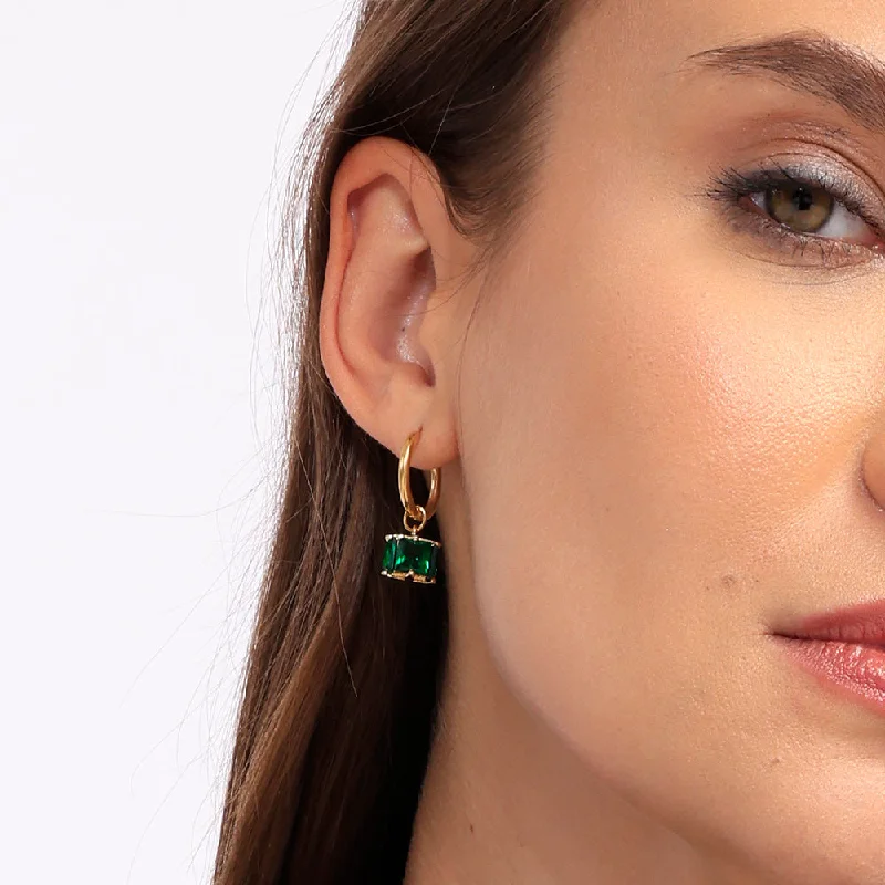 Adjustable Ring Sizes for Women's Rings in Stainless SteelEmerald Hoop Earrings