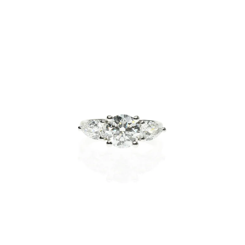 Trilogy Engagement Ring with Pear Side Diamonds